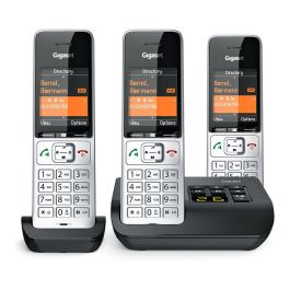 Gigaset COMFORT 500A trio Teléfono DECT/analógico con manos libres y contestador automático, Negro Plata