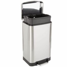 Kitchen Move Cubo de basura con pedal rectangular para cocina 30L Acero inoxidable cepillado Greenwich