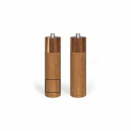 Livoo MEN425 - Juego de 2 molinillos manuales de sal y pimienta de madera de acacia con molinillo cerámico ajustable de 40 ml