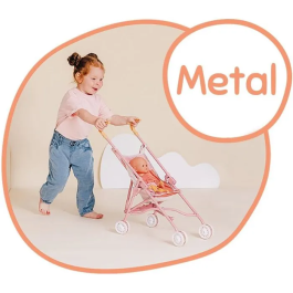 Baby Nurse Smoby - Cochecito de muñecas SMO3032162204085 - Práctico, ligero y de fácil plegado - Para niños a partir de 2 años