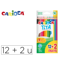 Carioca Lápices de Colores Tita Hexagonal 14 Unidades Colores Surtidos (12 + 2 Gratis) Precio: 1.79000019. SKU: B19T49Q9XA