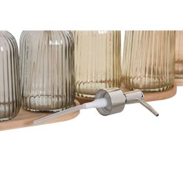 Set de Baño Home ESPRIT Gris Naranja Ambar Bambú Cristal 3 Piezas Set de Baño Home ESPRIT Gris Naranja Ambar Bambú Cristal 3 Piezas