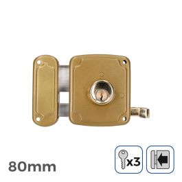 Edm Cerradura izquierda 80 mm acero dorado 3 llaves Edm Cerradura izquierda 80 mm acero dorado 3 llaves