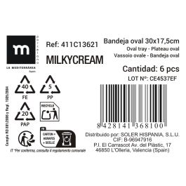 La Mediterranea Bandeja Oval 30x17.5x3.2 cm, Milkycream, Ideal para Servir y Decorar (12 Unidades)
