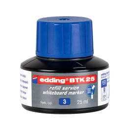 Edding btk-25 Tinta Recambio para Rotulador Pizarra Blanca, Bote 25 ml, Color Azul