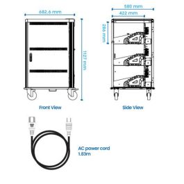 Ewent EW1701 carrito y armario de dispositivo portátil Armario de gestión y carga para dispositivos portátiles Negro, Gris