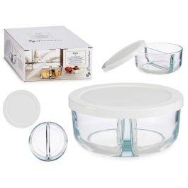 Fiambrera de cristal con divisor Frigo 785 ml Pasabahce 15.5x6.5x15.5 cm (4 Unidades)