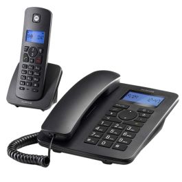Motorola Kit Teléfono Fijo + DECT C4201, Negro, Modelo E10E09K19B1GSG03, Transferencia de Llamadas, Agenda 50 Contactos Precio: 73.89000036. SKU: S0224077