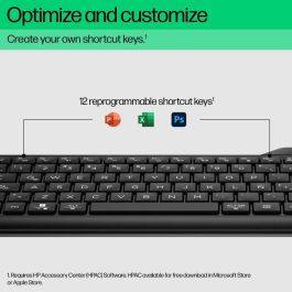 HP Compact Bluetooth keyboard supporting up to three devices, full numpad, 24-month battery life, spill-resistant design. HP Compact Bluetooth keyboard supporting up to three devices, full numpad, 24-month battery life, spill-resistant design.