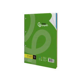 Liderpapel Recambio A4 100 Hojas 100gr Rayado Horizontal 4 Taladros Bandas de 5 Colores