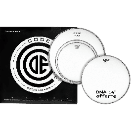 Code DNA Standard Blanco (12, 13, 16" + DNA 14") Parches de Batería Rugosos 10 mil Sonido Vintage