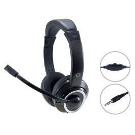 Conceptronic Auriculares Estéreo con Micrófono Integrado, Jack 3.5 mm, Control de Volumen, Negro