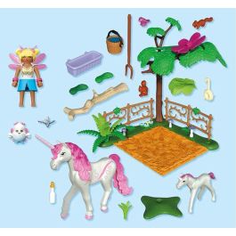 Playmobil Establo Mágico Unicornio con Mamá y Potro. Juguete de Construcción Infantil de Plástico para Niños +3 Años