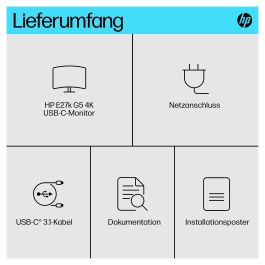 HP Monitor E27k G5 27" IPS 4K UHD (3840x2160) 5ms 60Hz USB-C 65W con Altavoces - Negro/Plata