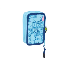 Estuche Escolar con Accesorios Snoopy Love Azul 12,5 x 19,5 x 5,5 cm 37 Piezas