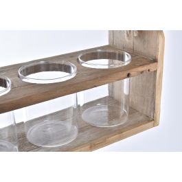 DKD Home Decor Jarrón Cottage Natural Transparente Cristal y Paulownia 12 x 22 x 34 cm (4 Unidades)