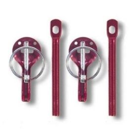 Sparco SP01606AR Pareja Cierres Seguridad Capó Punzón Aluminio Anodizado Rojo Universal con Clavija y Muelle