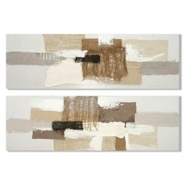 DKD Home Decor Cuadro Abstracto Marrón Gris Lienzo y MDF 150 x 50 cm (2 Unidades)