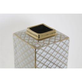 DKD Home Decor Jarrón Blanco Dorado Glam 14.5 x 30 x 14.5 cm
