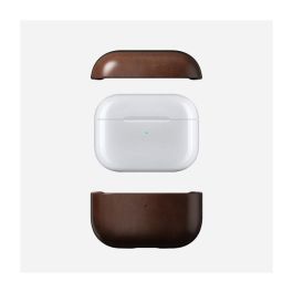 Nomad Modern Leather Case Funda de Cuero Marrón para Apple AirPods Pro 2, Material: Cuero, Microfibra y Policarbonato