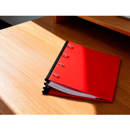 Liderpapel Carpeta 4 Anillas Redondas 25 mm Polipropileno DIN A4 Ultra Compacta Lomo Extensible 4 cm Rojo