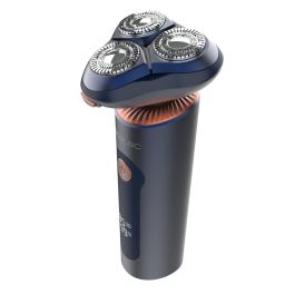 Cecotec Afeitadora eléctrica PrecisionCare Aluminium Pro azul titanio LCD 80min IPX6 base