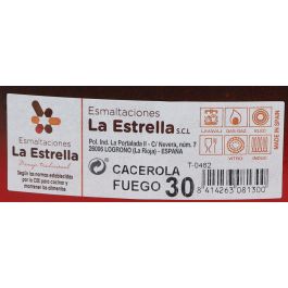 La Estrella Cacerola Esmaltada con Tapa 30 cm 8 L Fuego (4 Unidades)