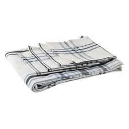 DKD Home Decor Mantel de Mesa Básico Cuadrado 150x150 cm, Diseño a Cuadros Azul y Blanco, Poliéster 200gsm, Pack de 5 Unidades