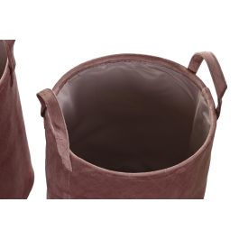 DKD Home Decor Cesta Básicos de Poliéster en Colores Mostaza y Terracota, Set de 3 Piezas, 38x38x40 cm (Pack de 2 Unidades)