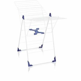 Leifheit 81408 Secadora con Cierre Semiautomático Classic 200 Flex, Blanco y Azul, 20 Metros