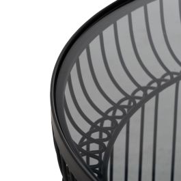 S/2 Mesa Centro Negro Metal-Cristal 65 X 65 X 40 cm