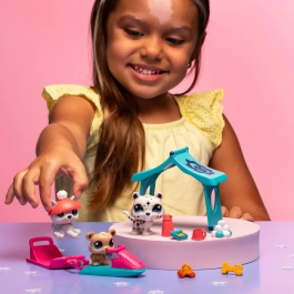 Bandai Littlest Pet Shop Nieve Pack Temático 3 Mascotas Animales y Accesorios BAN3701405822880