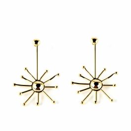 Shabama Pendientes SUN Oro brillo. Diseño abstracto Sol, geométrico con relieve y líneas. Estilo atrevido y juvenil para Mujer (5x4 cm). Precio: 28.9500002. SKU: B19BQRHQ5X