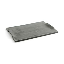 Quid Bandeja Rectangular Cerámica Mineral Gres Negra 35x23 cm Pack 6 Unidades. Alta Resistencia, Apta Lavavajillas y Microondas.
