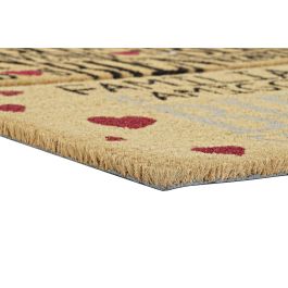 DKD Home Decor Felpudo Fibra de Coco y Goma Marron Rojo Negro 60 x 40 x 1.5 cm (2 Unidades)