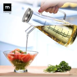 La Mediterran Aceitera Borosilicato con Tapa de Acero Inoxidable 900 ml (16 x 10.8 x 22.2 cm) (12 Unidades)
