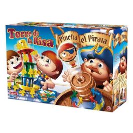 Falomir Juego de Mesa Infantil Pincha el Pirata y Torre de la Risa - Pack 2 Juegos para 2 Jugadores, Edad 3+ Años, Cartón y Plástico