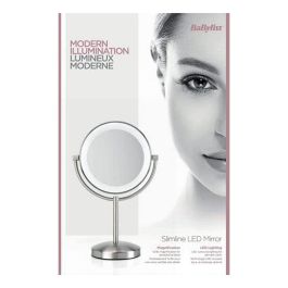 Babyliss Espejo de Maquillaje LED 2 Caras con Aumentos 1X y 8X, Diseño Circular Niquelado Pulido