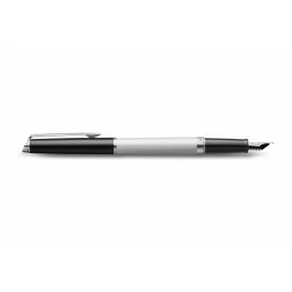 Waterman 2202843 Hémisphère Blocking BW C.C. Azul Pluma Estilográfica Lacada de Acero Inoxidable, Punta Media, Caja Regalo