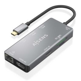 AISENS - USB-C DOCK 9 EN 1, USB-C A 2xHDMI, 1xRJ45, 2xUSB-A USB3.0, 1xUSB-A USB2.0, 1xUSB-C PD, 1xSD, 1xMICRO SD, GRIS, 15CM Precio: 29.6899999. SKU: B14TA7FN9Q