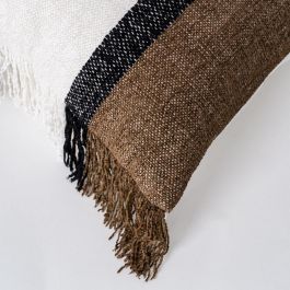 Cojín Blanco-Marrón Algodón/Terciopelo 50 X 50 cm