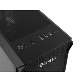GENESIS Irid 503 ARGB Micro Torre Gaming con 4 Ventiladores, Panel Cristal Templado, Negra/Transparente, hasta 240mm RL