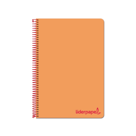 Liderpapel Cuaderno Espiral A4 Wonder Tapa Plástico 80 Hojas 90gr Cuadro 4mm Margen Naranja