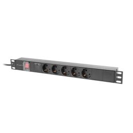 LANBERG PDU-05F-0200-BK Unidad de Distribución de Energía (PDU) 5 Salidas AC Tipo F 1U Negro 2m