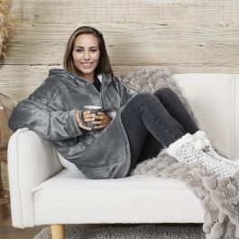 Home Deco Factory Sudadera con Bolsillo y Capucha Sweat Plaid, Ultra Suave, Confortable y Caliente, Talla Única, 118x85 cm