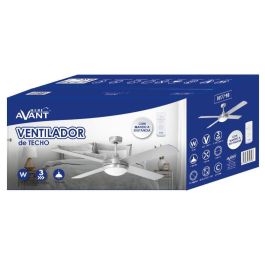 AVANT Ventilador de Techo Plateado 135 cm 70W 4 Aspas con Lámpara y Mando a Distancia - Modelo AVANT TECHO PLATEADO 135CM