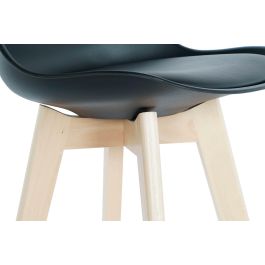 DKD Home Decor Taburete Scandi Negro Haya y Pu 50.5 x 109 x 57.5 cm