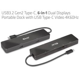 Club3D USB-C 6in1-HUB >HDMI/2xUSB-C/2xUSB/LAN 8K30Hz PD100W Hub USB-C portátil con HDMI 4K60Hz, 2xUSB 3.2, 2xUSB-C y Ethernet Gigabit, carga PD 100W