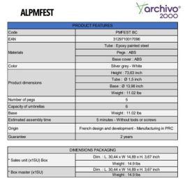 Perchero Pie Alba 5 Colgadores 187X36 Con Paragüero Color Negro