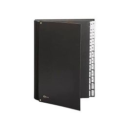 Carpeta Clasificadora Fuelle Pardo Carton Compacto Folio 24 Departamentos Visor Doble Personalizables Color Negro